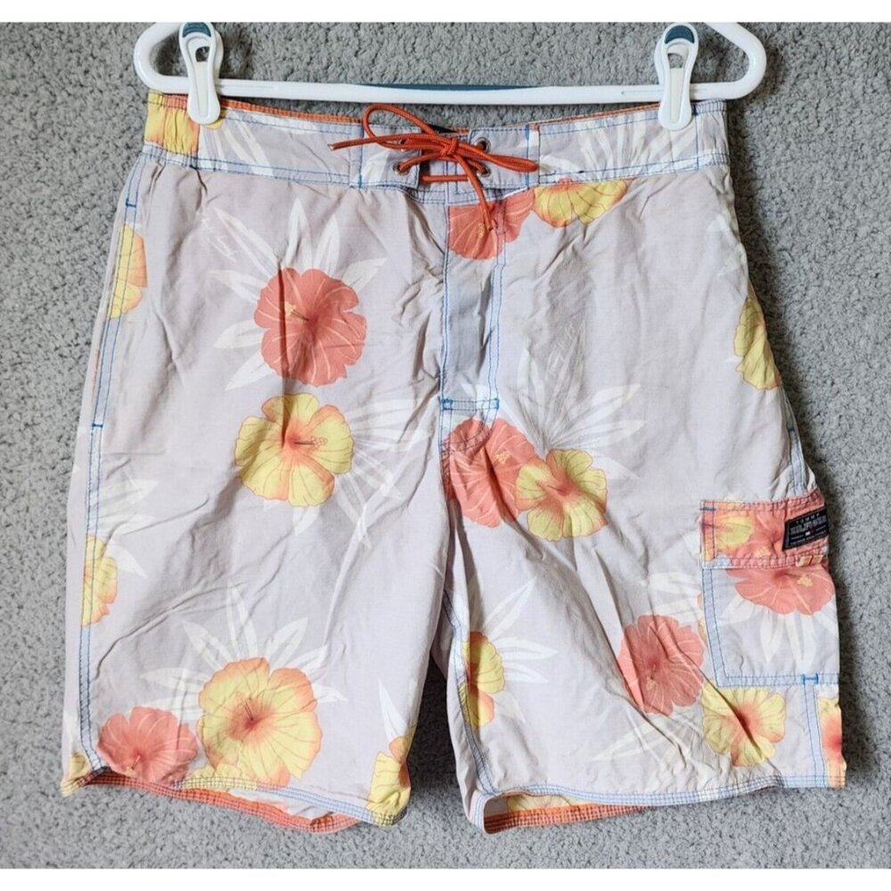 Tommy Hilfiger Tropical Floral Print Mesh Lined Premium Swim Trunks Size Medium